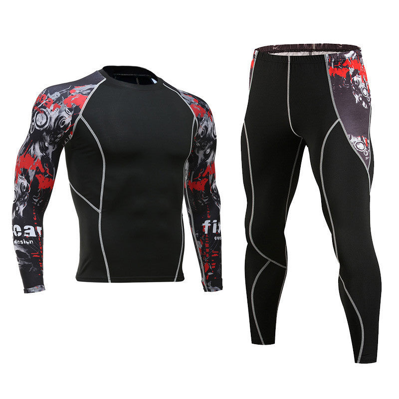 Flower Arm Men's Fitness Suit Quick-Drying Basketball Printing Training Suit