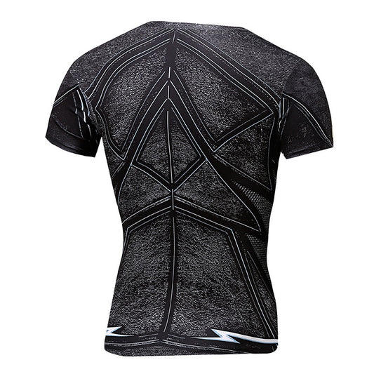 new men's short sleeved T-shirts outdoor sports leisure lightning printing 3D T-shirt round collar fast dry tights