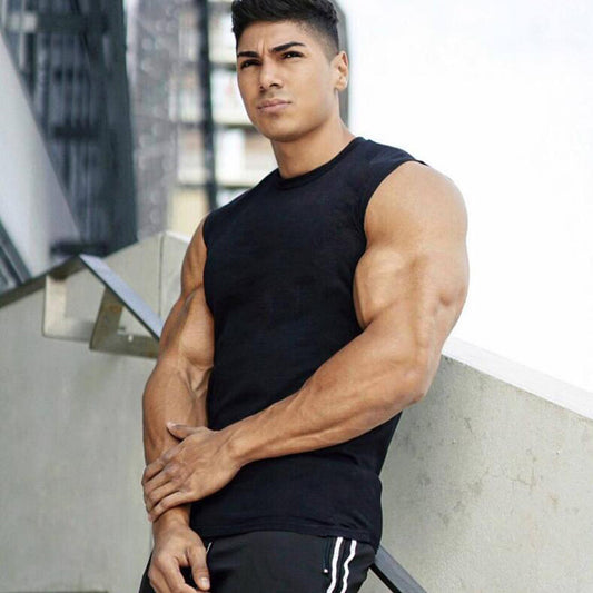 Men's sweat-absorbent breathable sleeveless fitness vest