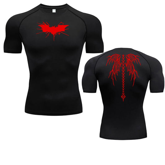 Quick-drying Breathable Elastic Short-sleeved Casual Printed Compression Shirt Men's Fitness Gym Sports Running T-shirt S-3XL
