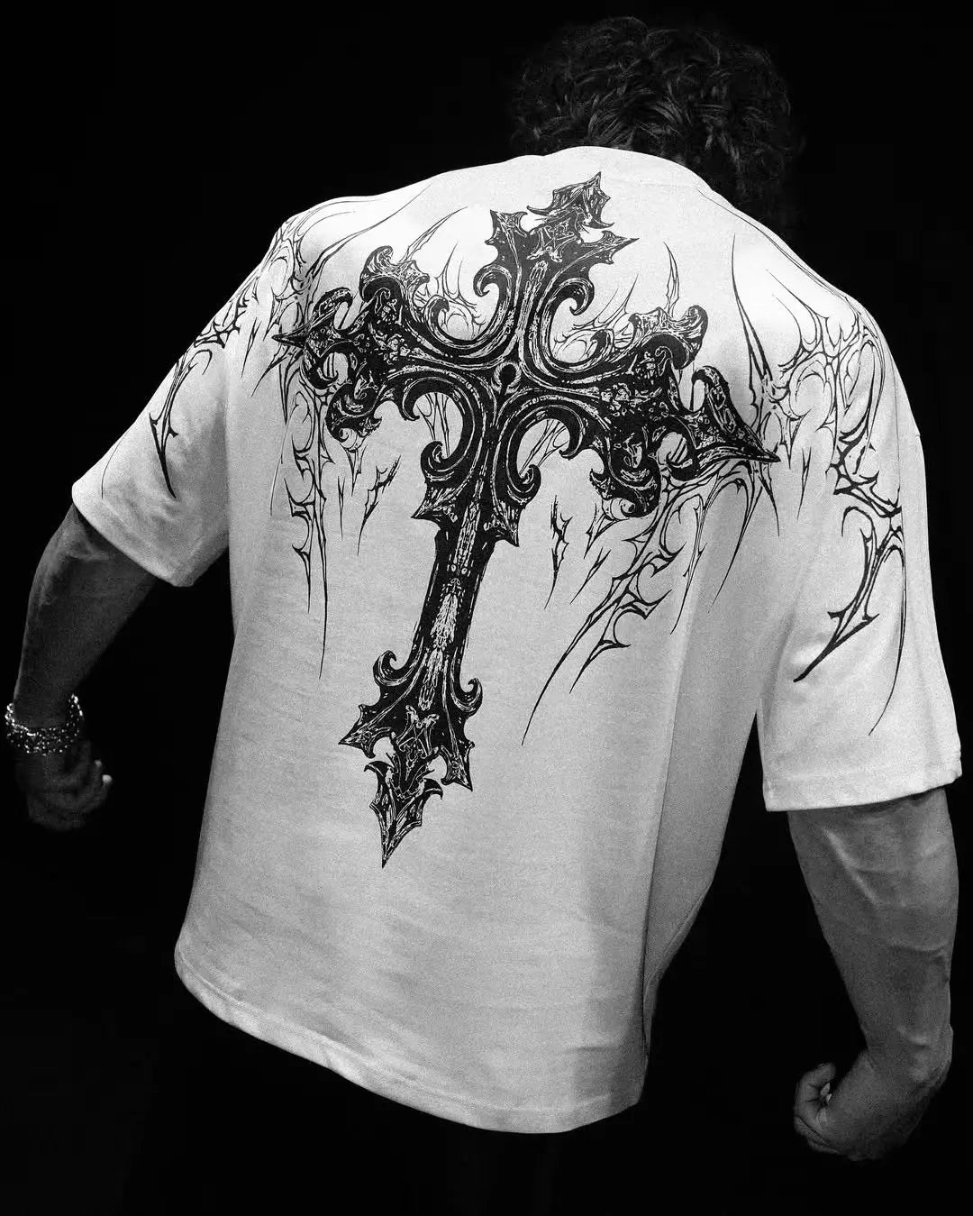 American Fashion Retro Dark Street Style Clothing Harajuku Casual Loose Cotton T-shirt Men Summer Gothic Oversized Short Sleeves