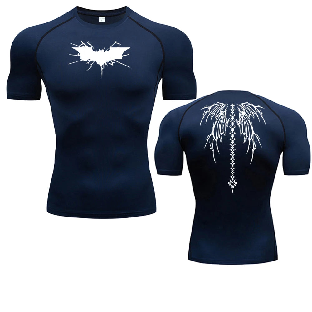 Quick-drying Breathable Elastic Short-sleeved Casual Printed Compression Shirt Men's Fitness Gym Sports Running T-shirt S-3XL