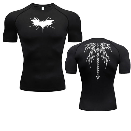 Quick-drying Breathable Elastic Short-sleeved Casual Printed Compression Shirt Men's Fitness Gym Sports Running T-shirt S-3XL