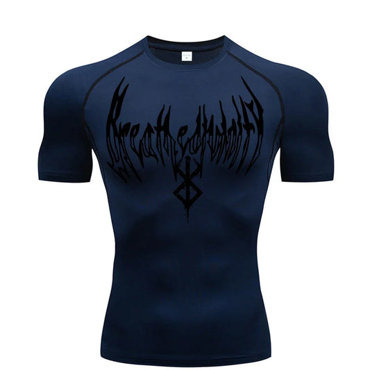 Summer Quick Dry Breath God Compression Tee Shirt Short Sleeve Top Muscle Gym Fitness Black Wolf Club Y2K Sports Running T-shirt