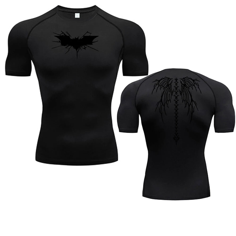 Quick-drying Breathable Elastic Short-sleeved Casual Printed Compression Shirt Men's Fitness Gym Sports Running T-shirt S-3XL