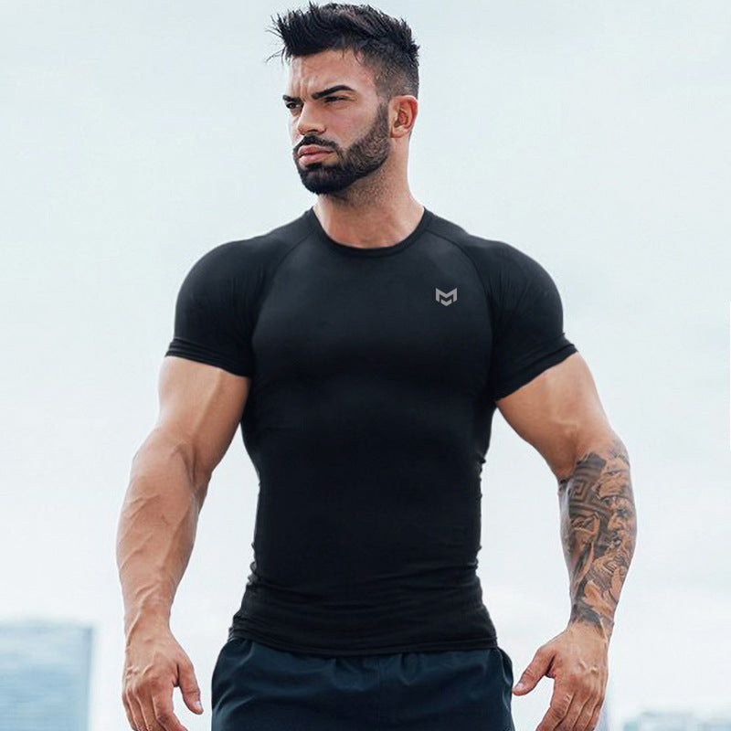 Running Training Elastic Quick Dry Tights Men's Sports T-shirt