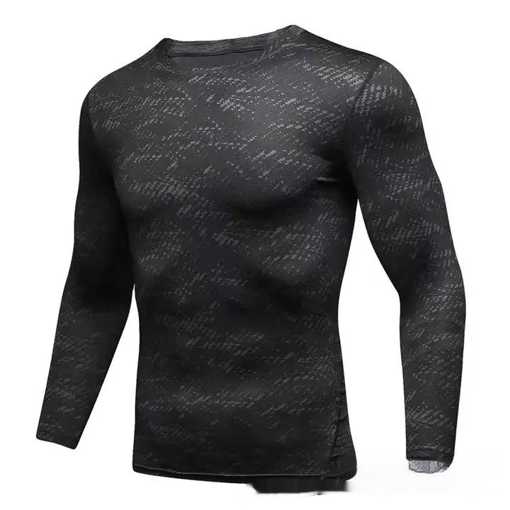 Men's Sports Breathable Quick-drying Printing Arm Long Sleeve T-shirt