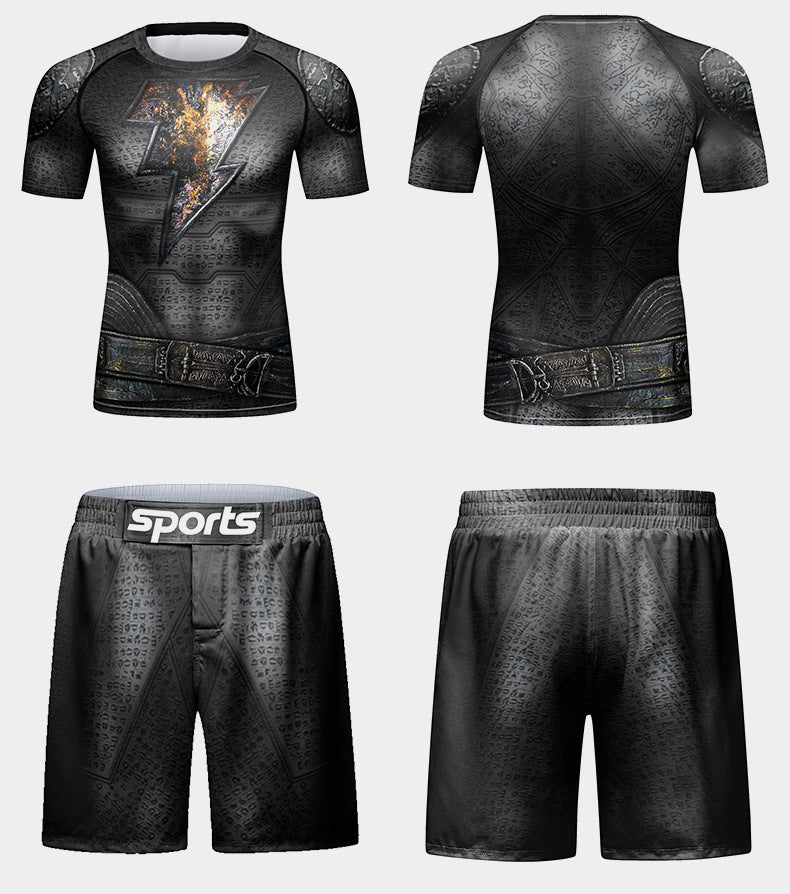 Men's Personalized 3D Printing Quick-drying Sports Tights Four-piece Set