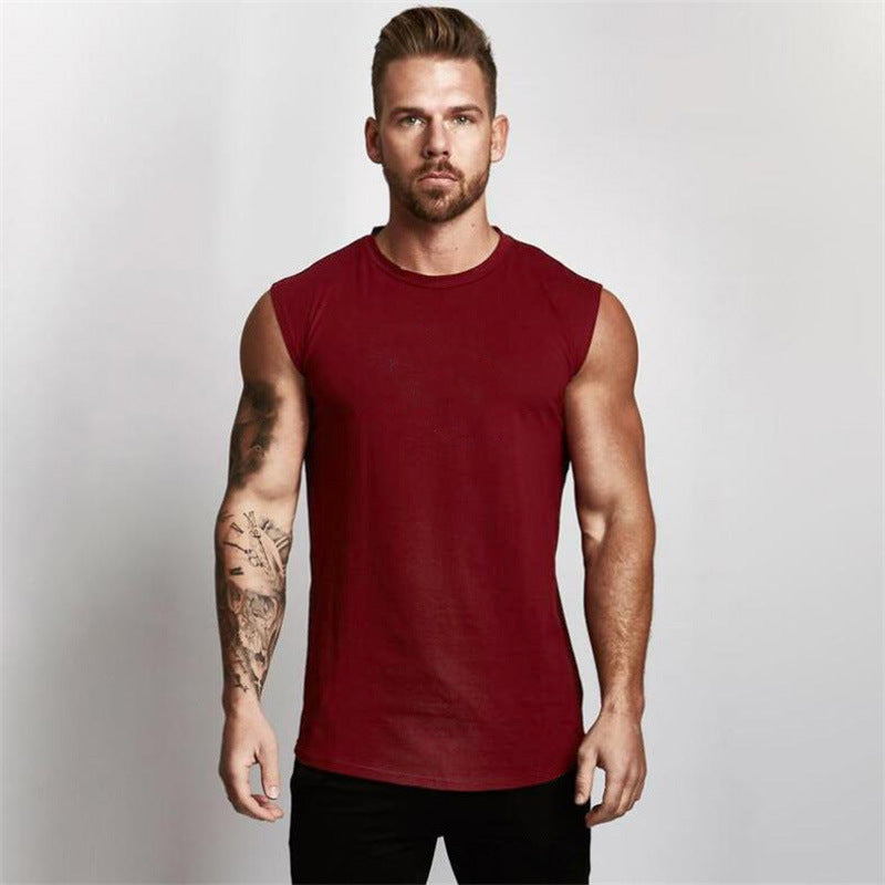 Men's sweat-absorbent breathable sleeveless fitness vest