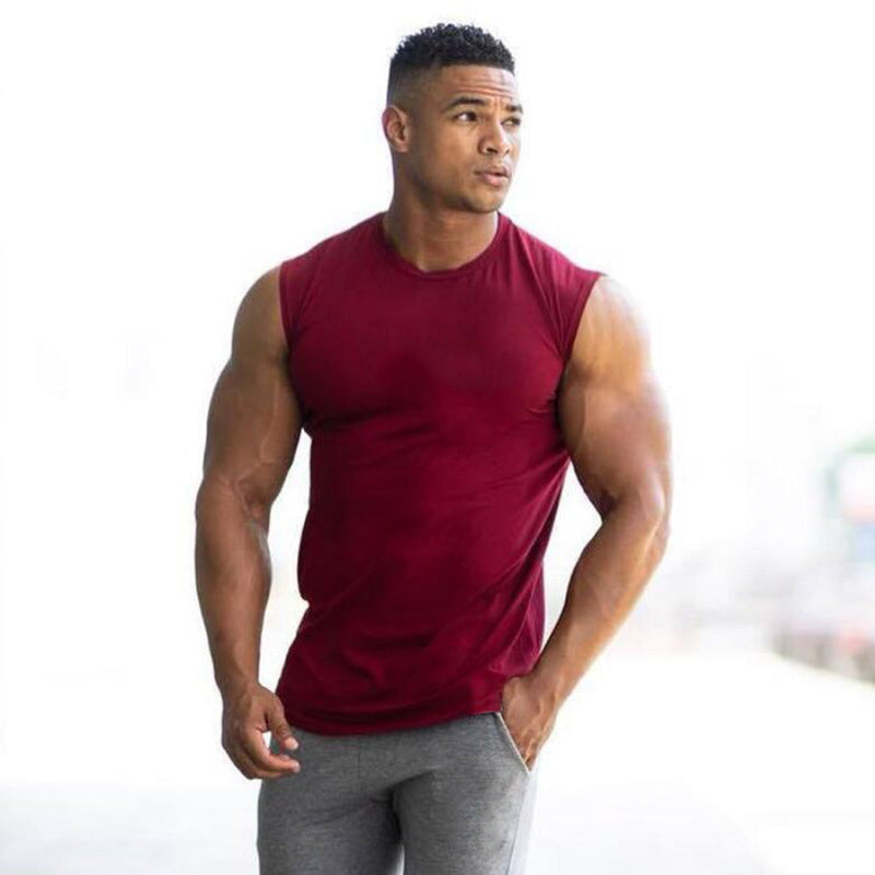 Men's sweat-absorbent breathable sleeveless fitness vest