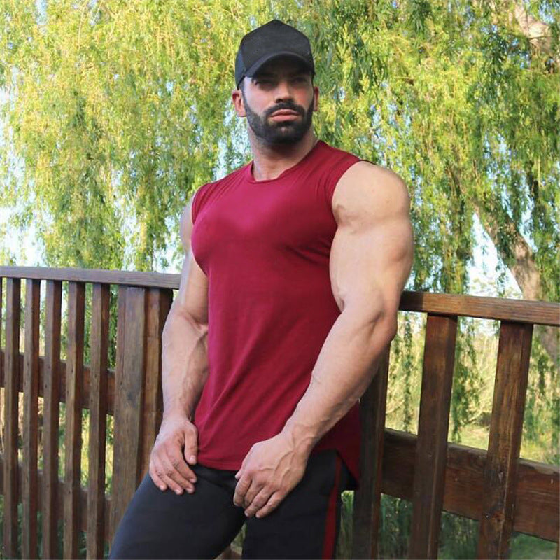 Men's sweat-absorbent breathable sleeveless fitness vest