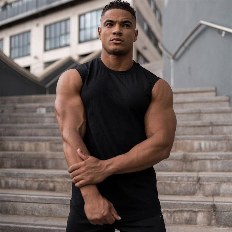 Men's sweat-absorbent breathable sleeveless fitness vest