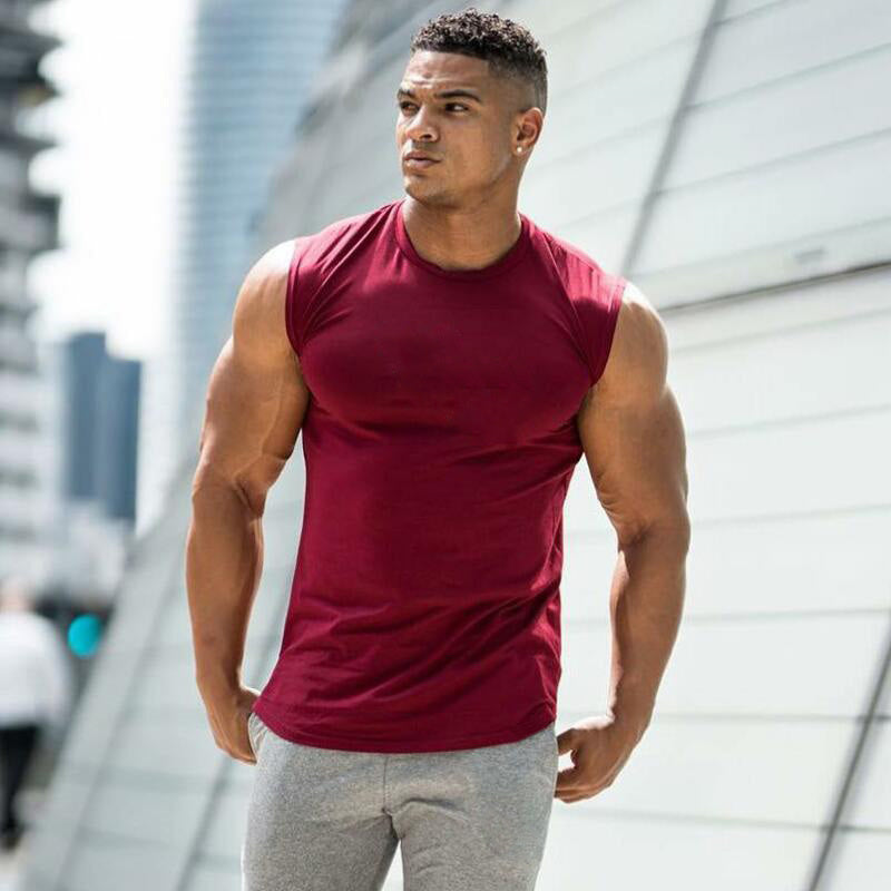 Men's sweat-absorbent breathable sleeveless fitness vest