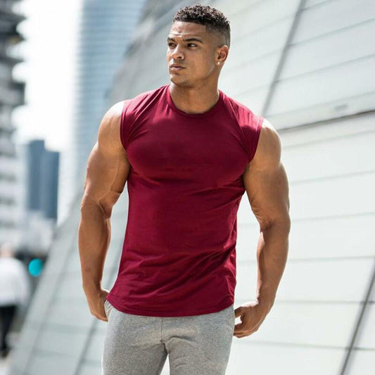 Men's sweat-absorbent breathable sleeveless fitness vest