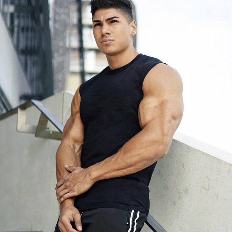Men's sweat-absorbent breathable sleeveless fitness vest