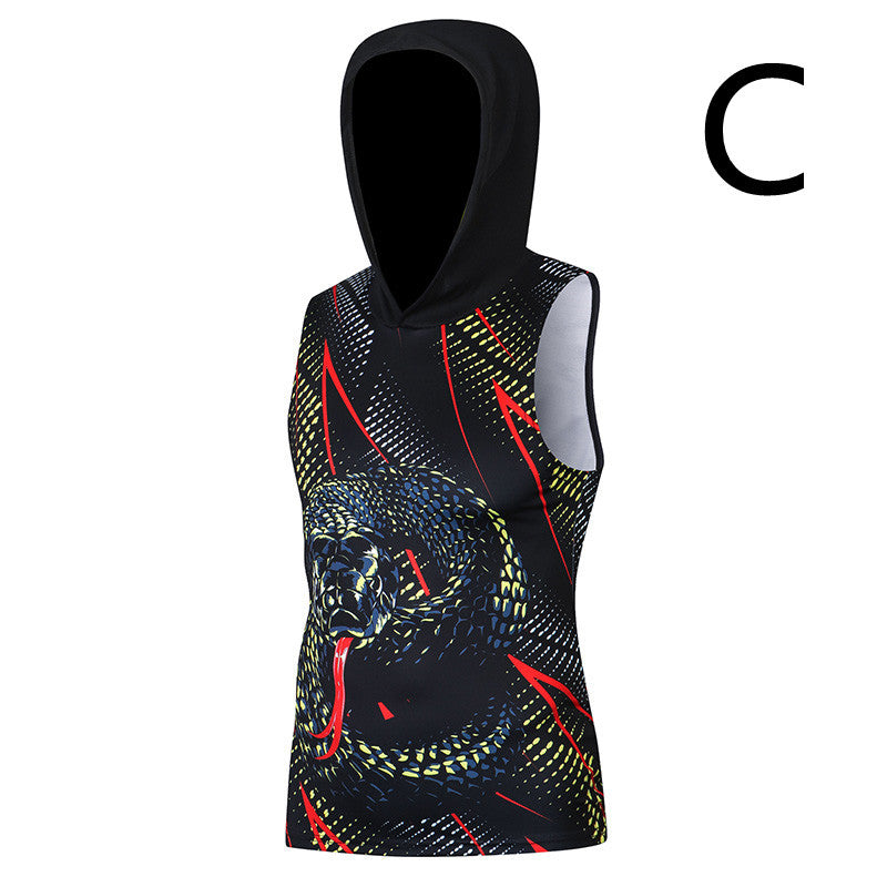 Hooded Tights Fitness Vest Breathable And Sweat-wicking Quick-drying Clothes