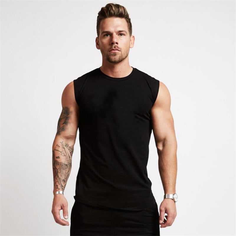 Men's sweat-absorbent breathable sleeveless fitness vest