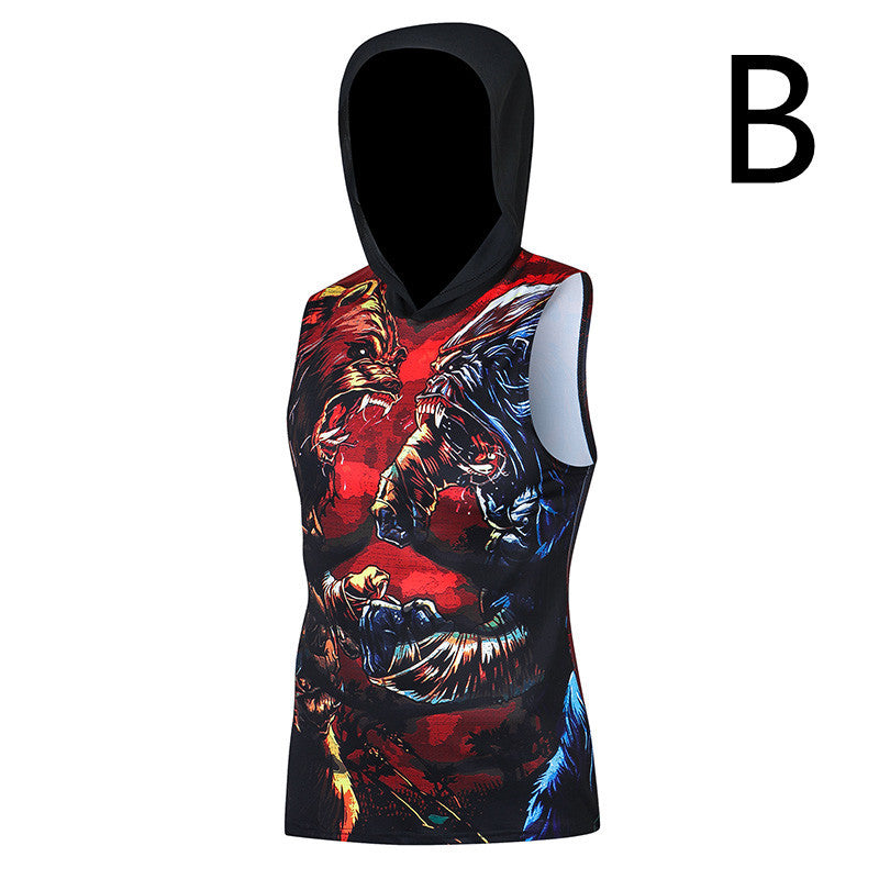 Hooded Tights Fitness Vest Breathable And Sweat-wicking Quick-drying Clothes