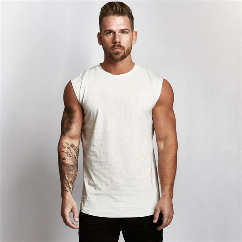 Men's sweat-absorbent breathable sleeveless fitness vest