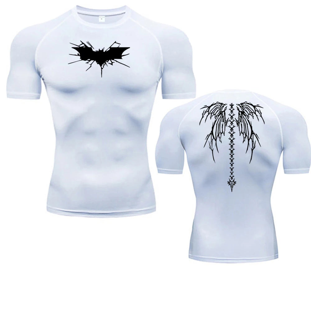 Quick-drying Breathable Elastic Short-sleeved Casual Printed Compression Shirt Men's Fitness Gym Sports Running T-shirt S-3XL