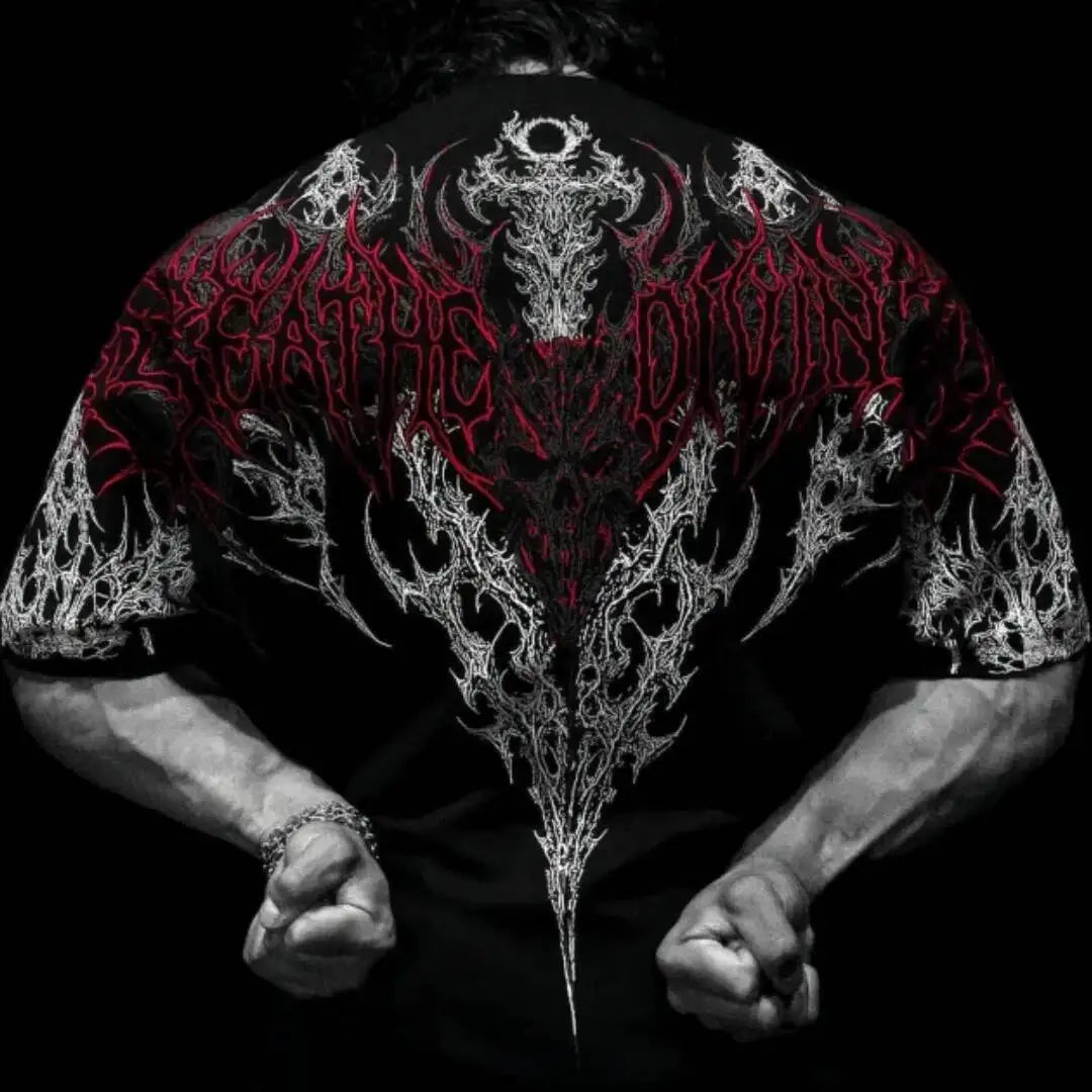 Gothic Punk T-shirt Loose Casual Sports Short Sleeve T Shirt BD Cotton Material Unisex Design Top