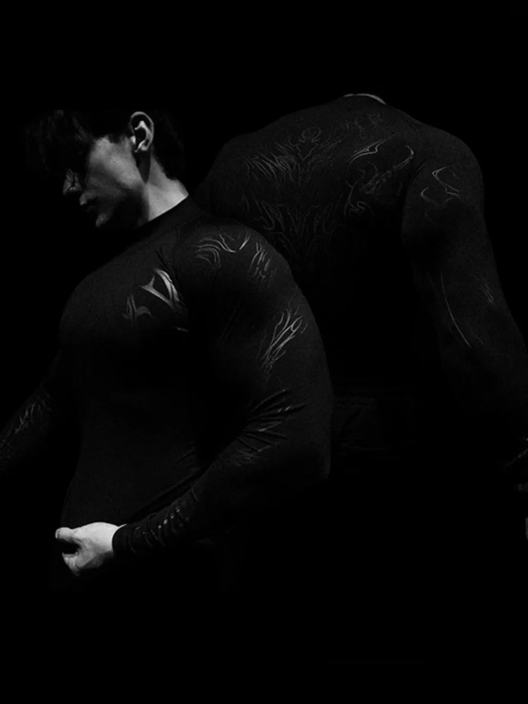 Summer New Men'S Long Sleeve American Style Trendy Brand Dark Style Sports Fitness Men'S Long Sleeve Quick-Dry Breathable Top