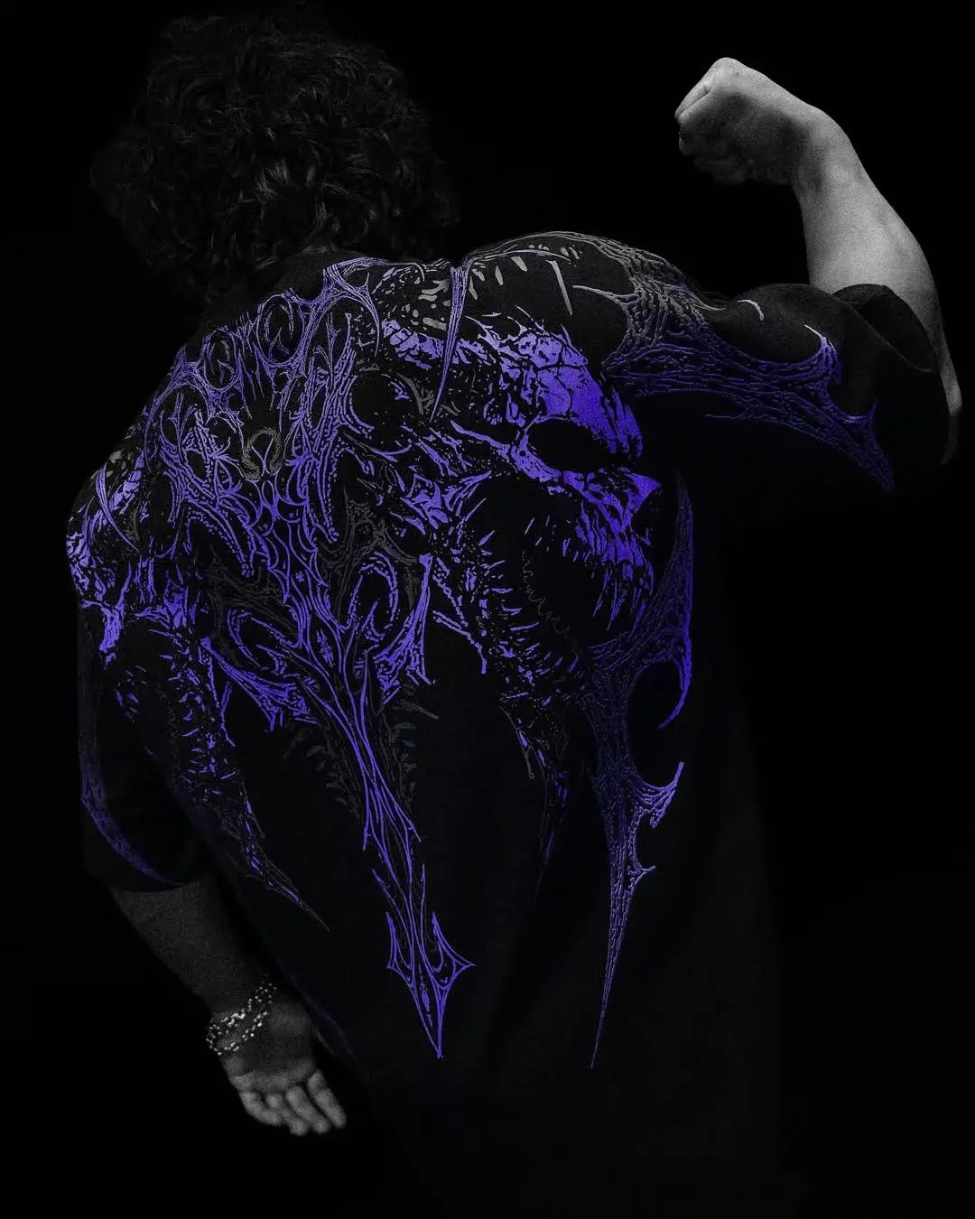 Streetwear fashion Harajuku Goth skeleton dark men shirt 2025 Y2K large pattern hip-hop casual short-sleeved trend loose T-shirt