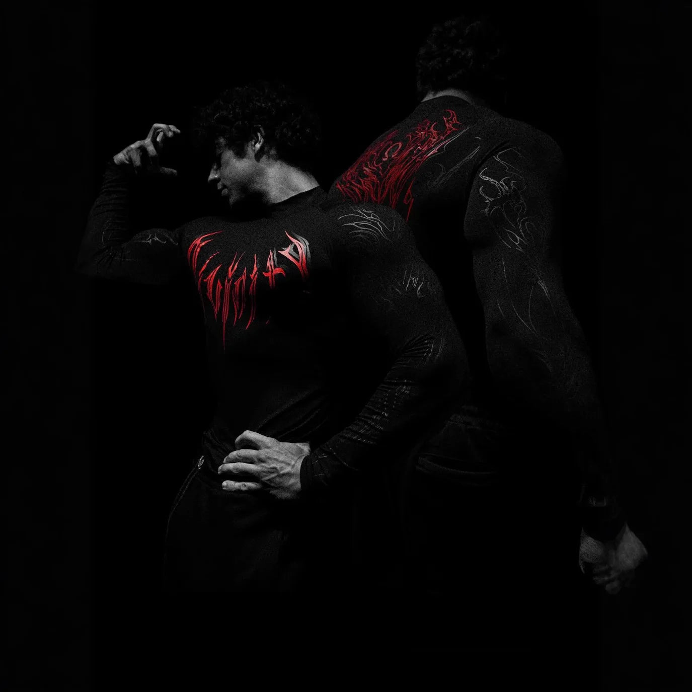 Summer New Men'S Long Sleeve American Style Trendy Brand Dark Style Sports Fitness Men'S Long Sleeve Quick-Dry Breathable Top