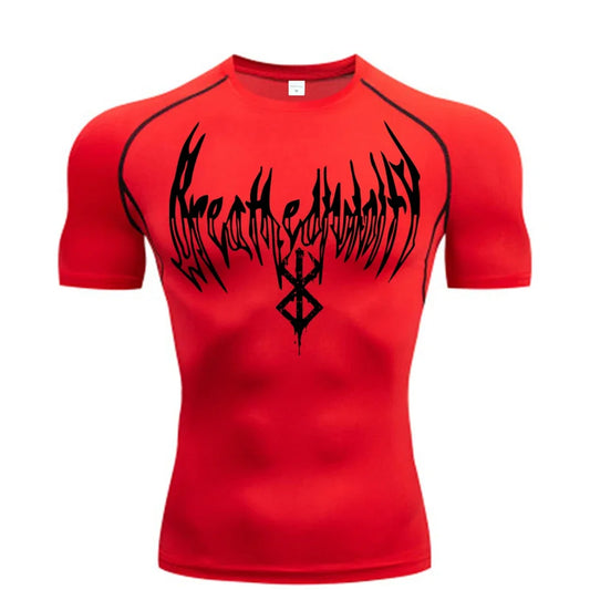 Summer Quick Dry Breath God Compression Tee Shirt Short Sleeve Top Muscle Gym Fitness Black Wolf Club Y2K Sports Running T-shirt