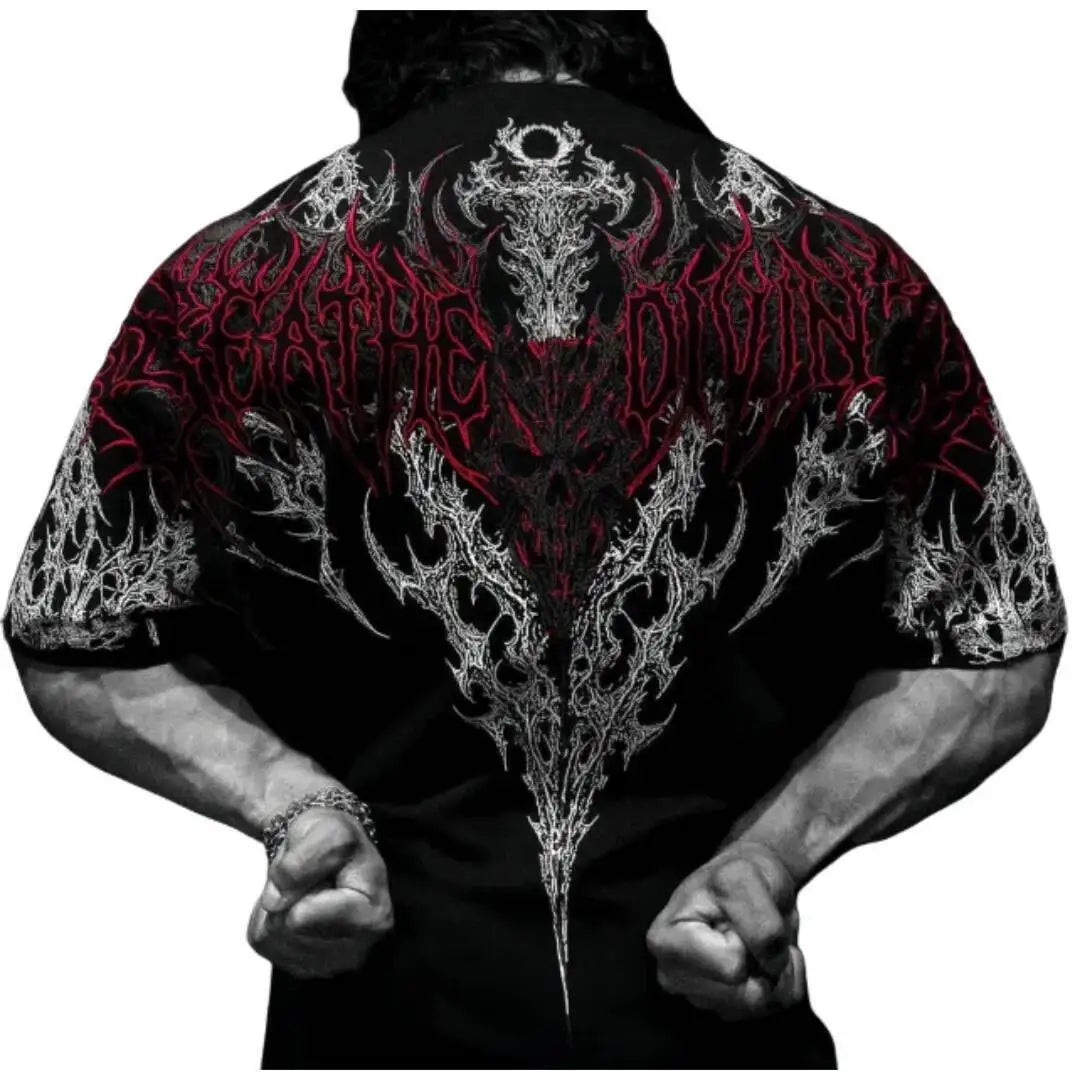 Gothic Punk T-shirt Loose Casual Sports Short Sleeve T Shirt BD Cotton Material Unisex Design Top