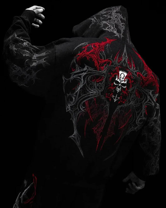 American Dark Style Clothing Retro Striped Fashionable Zipper Hoodie Men Harajuku Y2K Gothpunk Casual Loose Sweatshirt Women