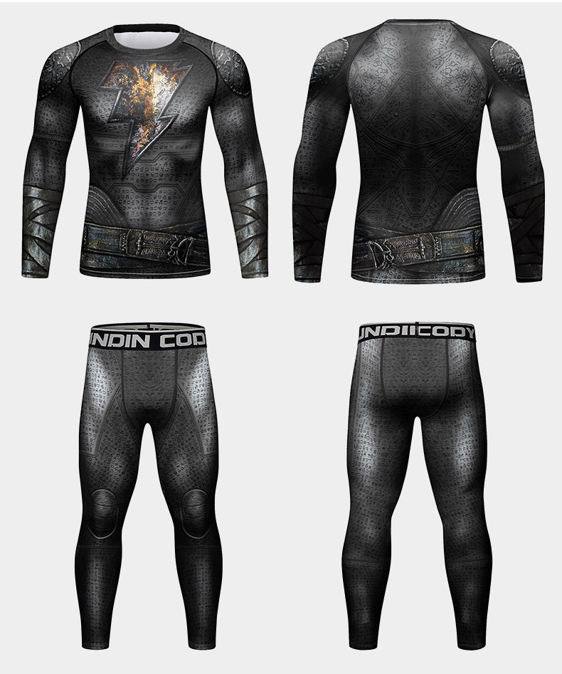 Men's Personalized 3D Printing Quick-drying Sports Tights Four-piece Set